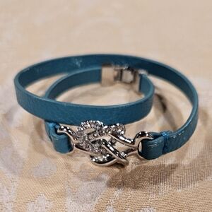 Lia Sophia Turquoise Leather Bracelet with Silver Clasp